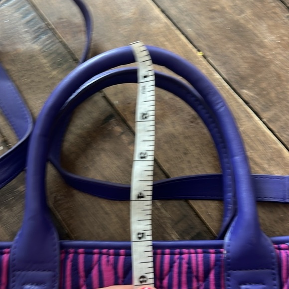 VERA BRADLEY "Impressionista Stripe" Trapeze Satchel Pink & Purple - Picture 7 of 8